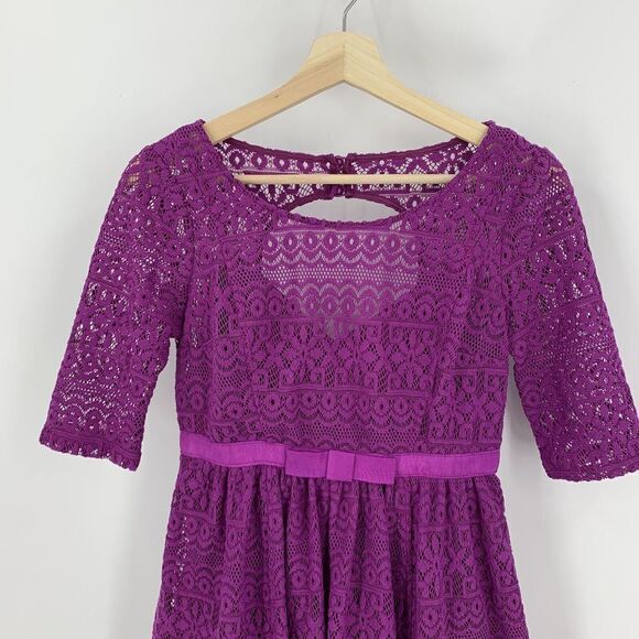 Plenty by Tracy Reese Dress Womens Size 2P Purple Estella Lace Fit & Flare B12 - Picture 3 of 10